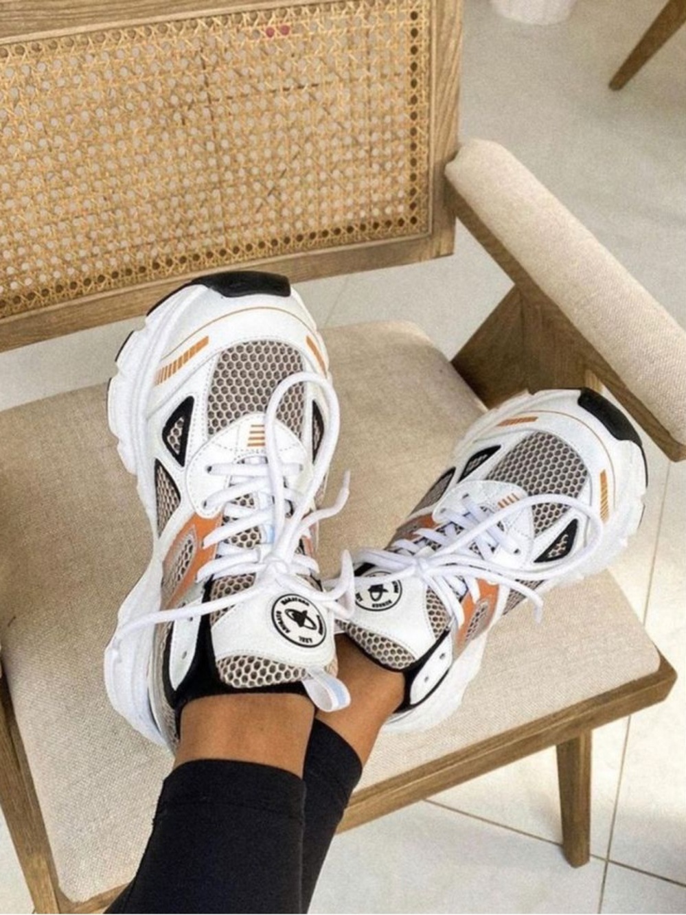 Axel Arigato Marathon Runner Panelled Sneakers White Black Orange Size 6 EU 36